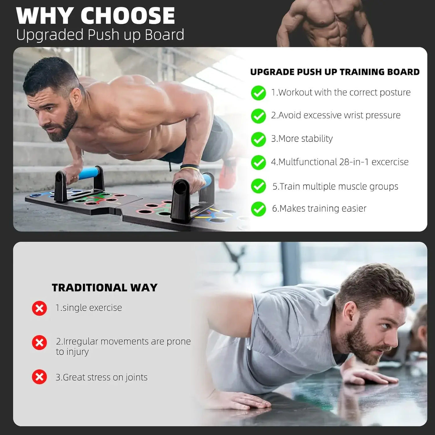 28 In 1 Color Coded Push Up Board for Effective Strength Training at Home - Lumo