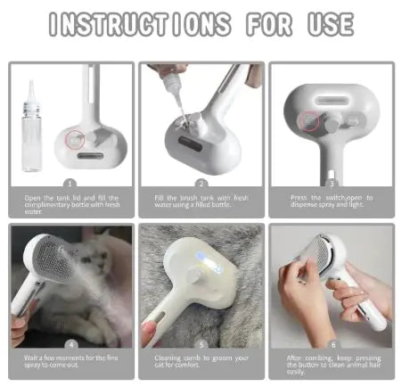 MistyBrush Pet Groomer for Cats and Dogs De-Shedding and Detangling Tool - Lumo