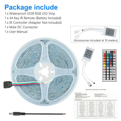 RGB LED Strip Lights 32ft with Remote and Memory Function Waterproof - Lumo