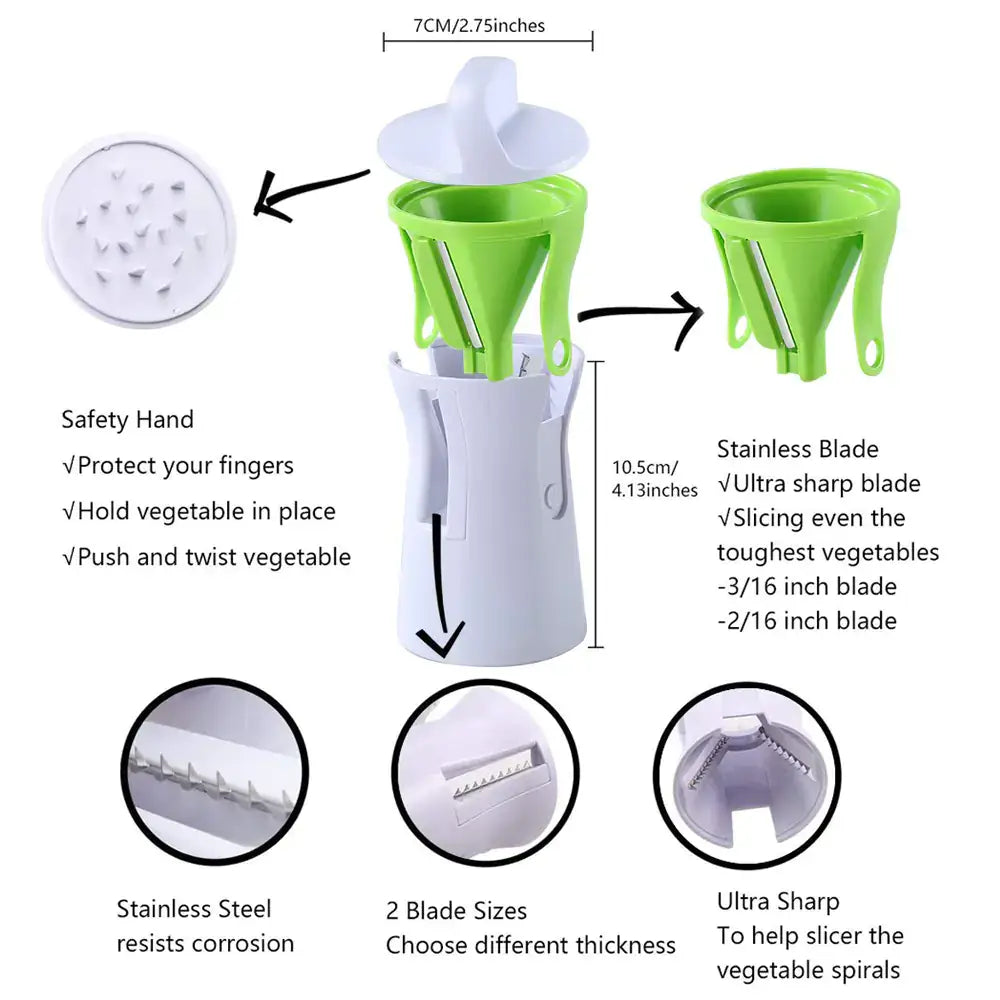 Compact Vegetable Slicer and Spiralizer