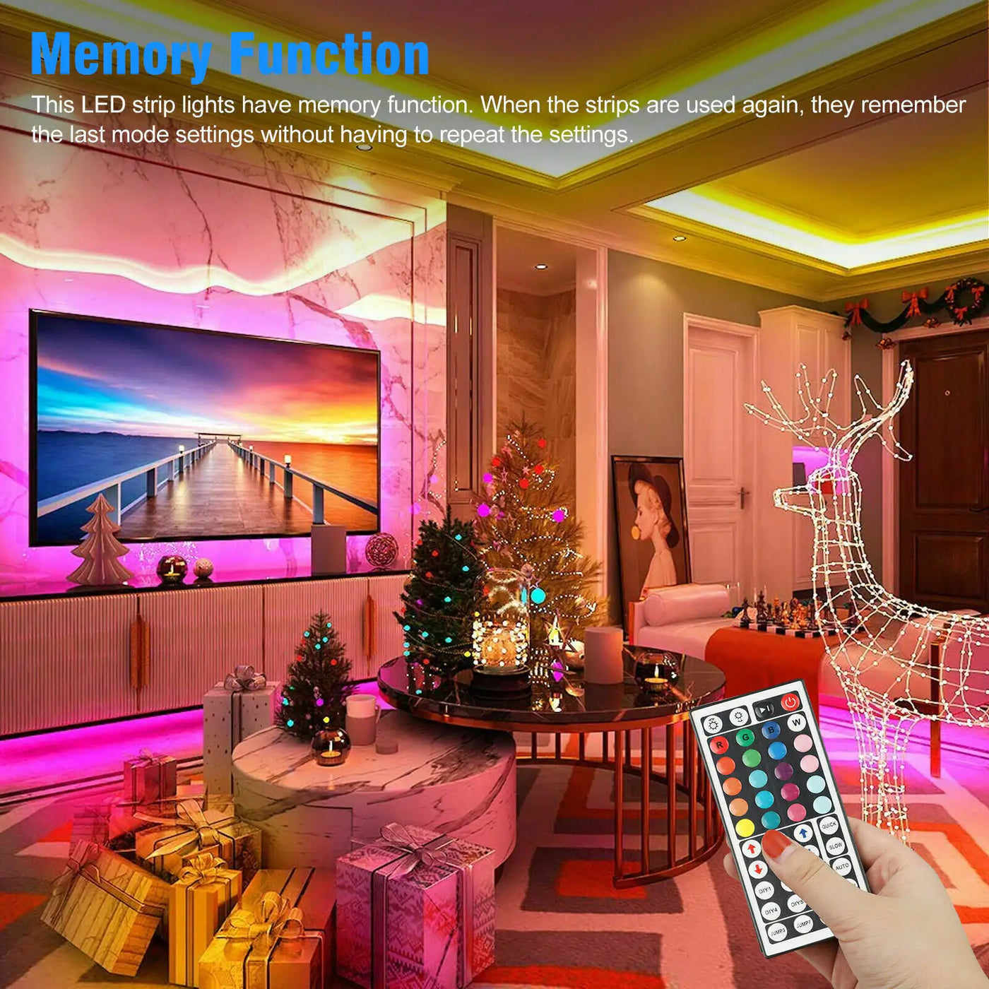 RGB LED Strip Lights 32ft with Remote and Memory Function Waterproof - Lumo